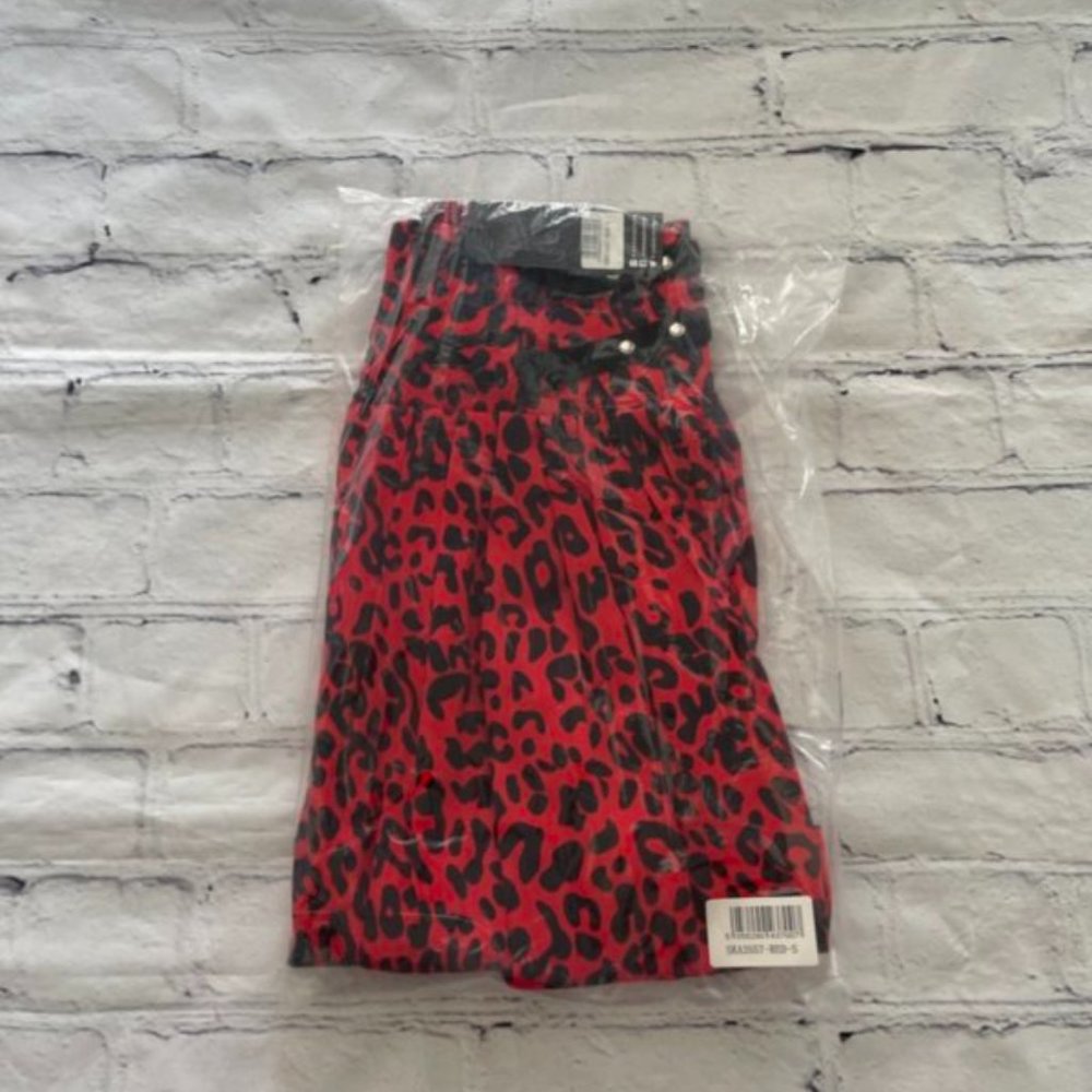 Jawbreaker Red Leopard Print Studded Punk Cosplay Skirt - Picture 10 of 10